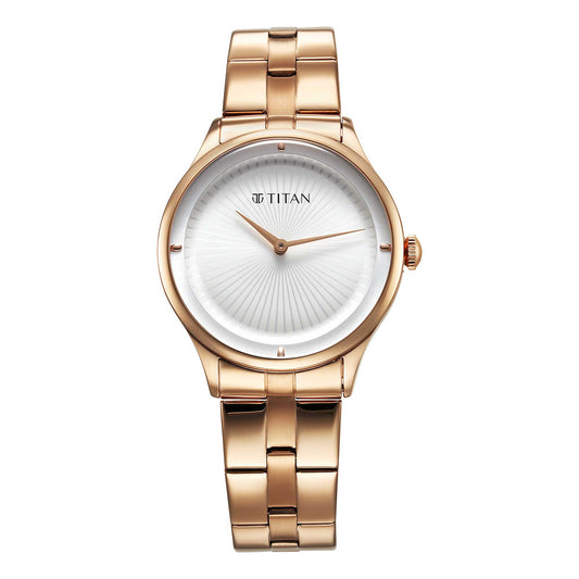 Titan Workwear Quartz Analog White Dial Stainless Steel Strap Watch for Women-TITAN-Albatel